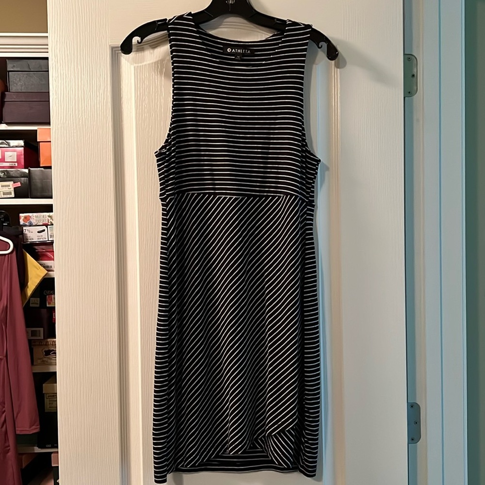 Athleta Tank Dress La Palma Black and White Stripes